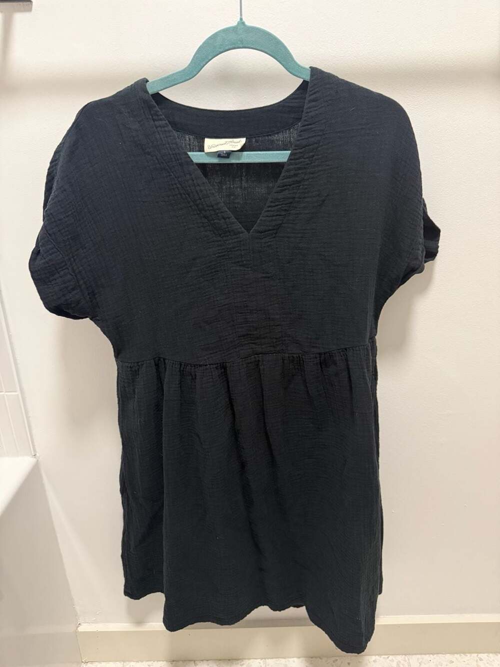 Universal Thread Black Double Gauze V-Neck Babydoll Dress